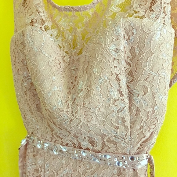 Lace Dress with Rhinestone Belt